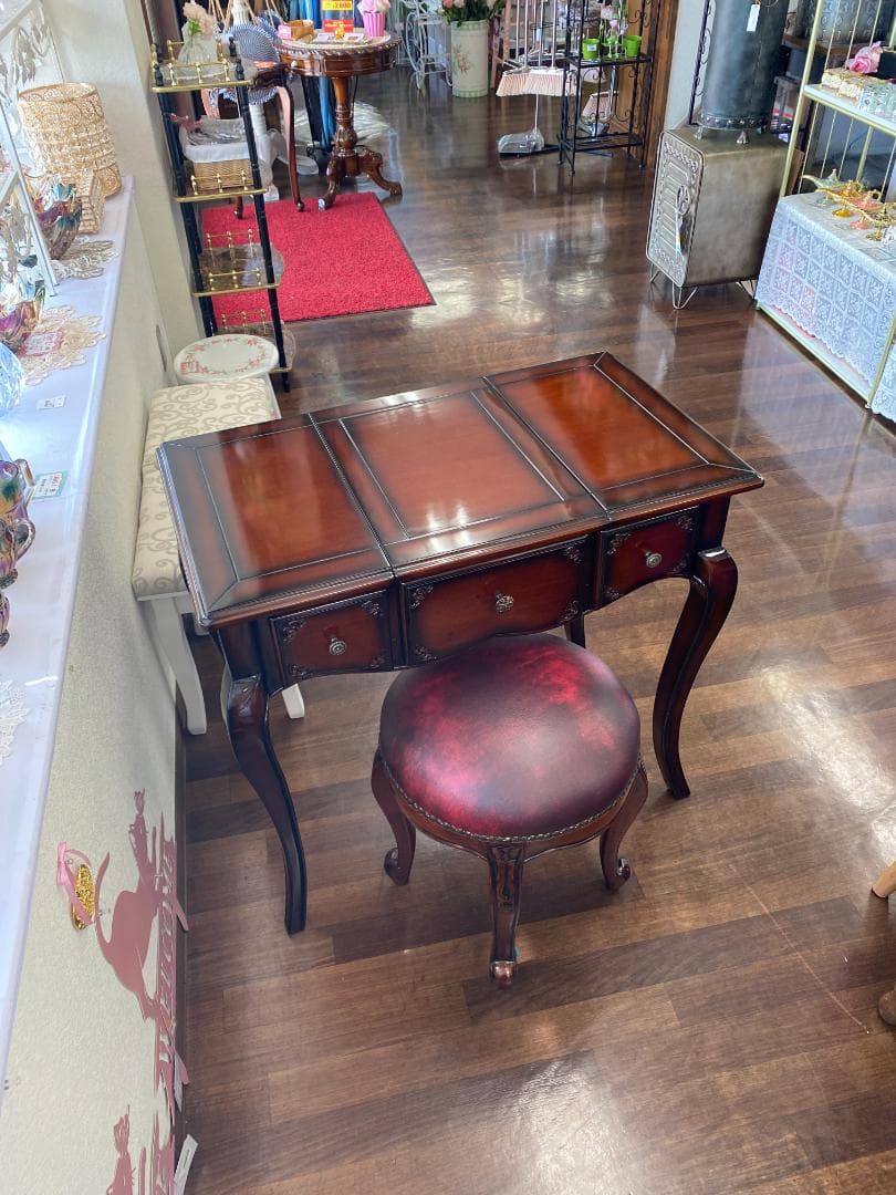 ミラーを閉じるとデスクになる 高級 ドレッサーデスク スリムドレッサー デスク