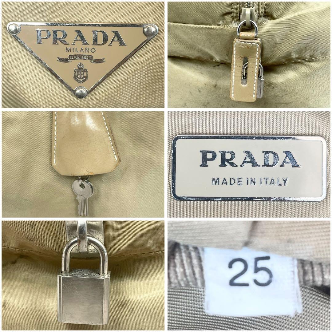 【専用✨】 PRADA ボストンバッグ テスート 三角ロゴ ベージュ 鍵付