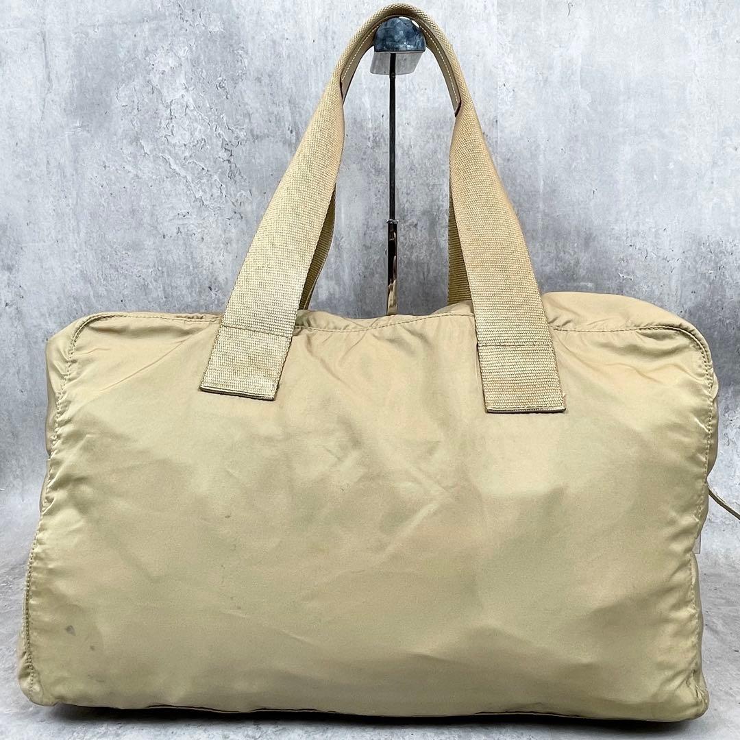 【専用✨】 PRADA ボストンバッグ テスート 三角ロゴ ベージュ 鍵付