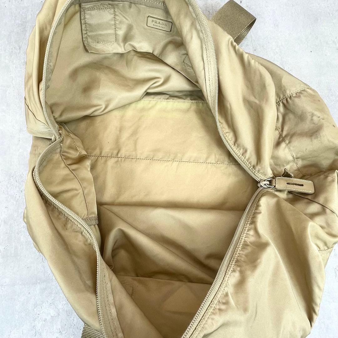 【専用✨】 PRADA ボストンバッグ テスート 三角ロゴ ベージュ 鍵付