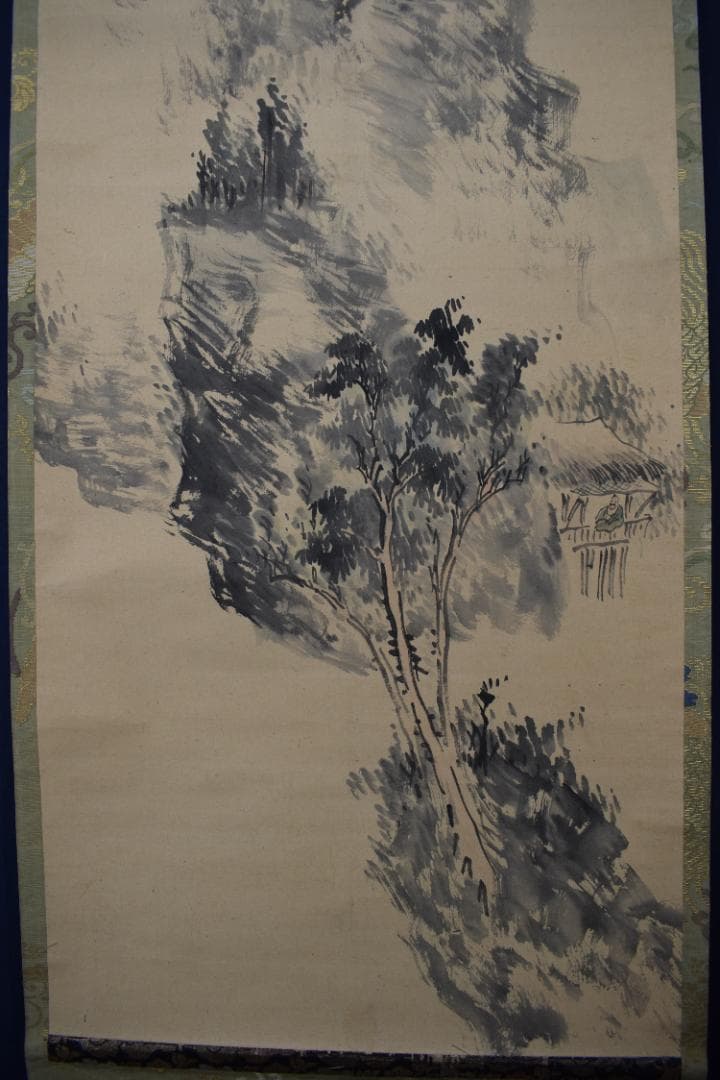 【真作】春木南湖/山水人物図/山水幽居図/掛軸☆宝船☆Y-590　JM