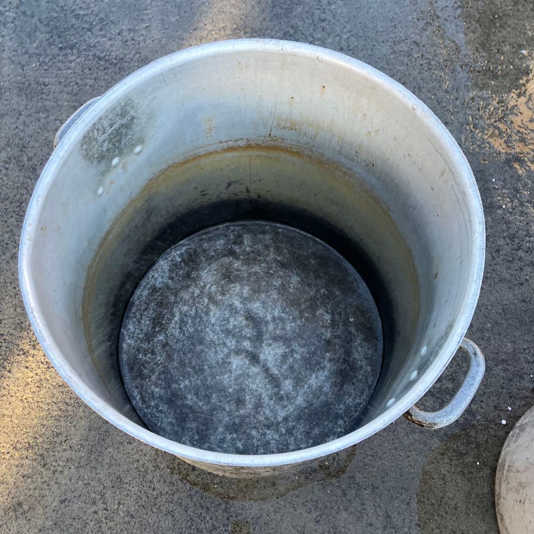 約120L アルミ寸胴鍋 特大 大型 取っ手付き 芋煮など ビンテージ 古道具