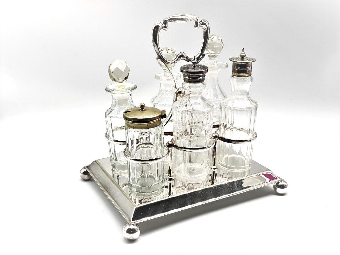 【 1900年ドイツ製　卓上セット 】　ガラス瓶/調味料ボトル