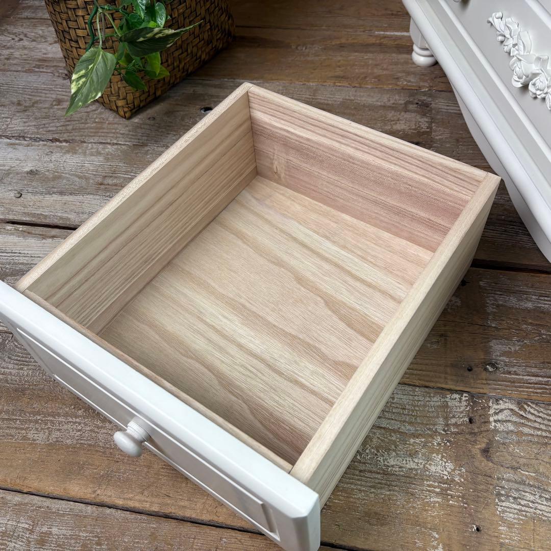 訳あり品【130】フレンチカントリー調ホワイトチェスト四段五つ引き木製タンス収納