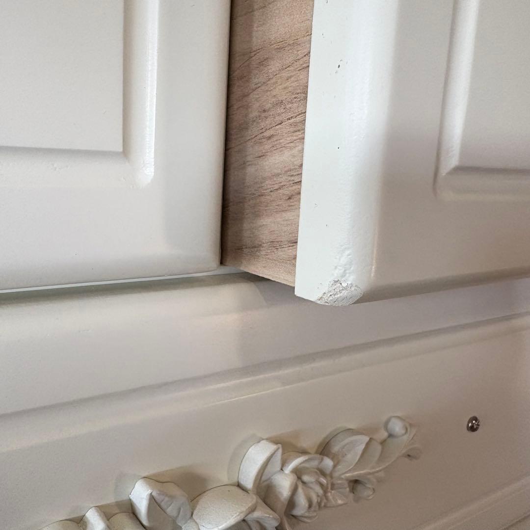 訳あり品【130】フレンチカントリー調ホワイトチェスト四段五つ引き木製タンス収納