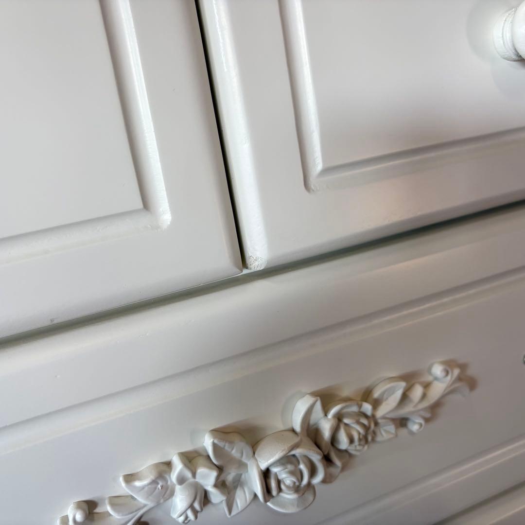 訳あり品【130】フレンチカントリー調ホワイトチェスト四段五つ引き木製タンス収納