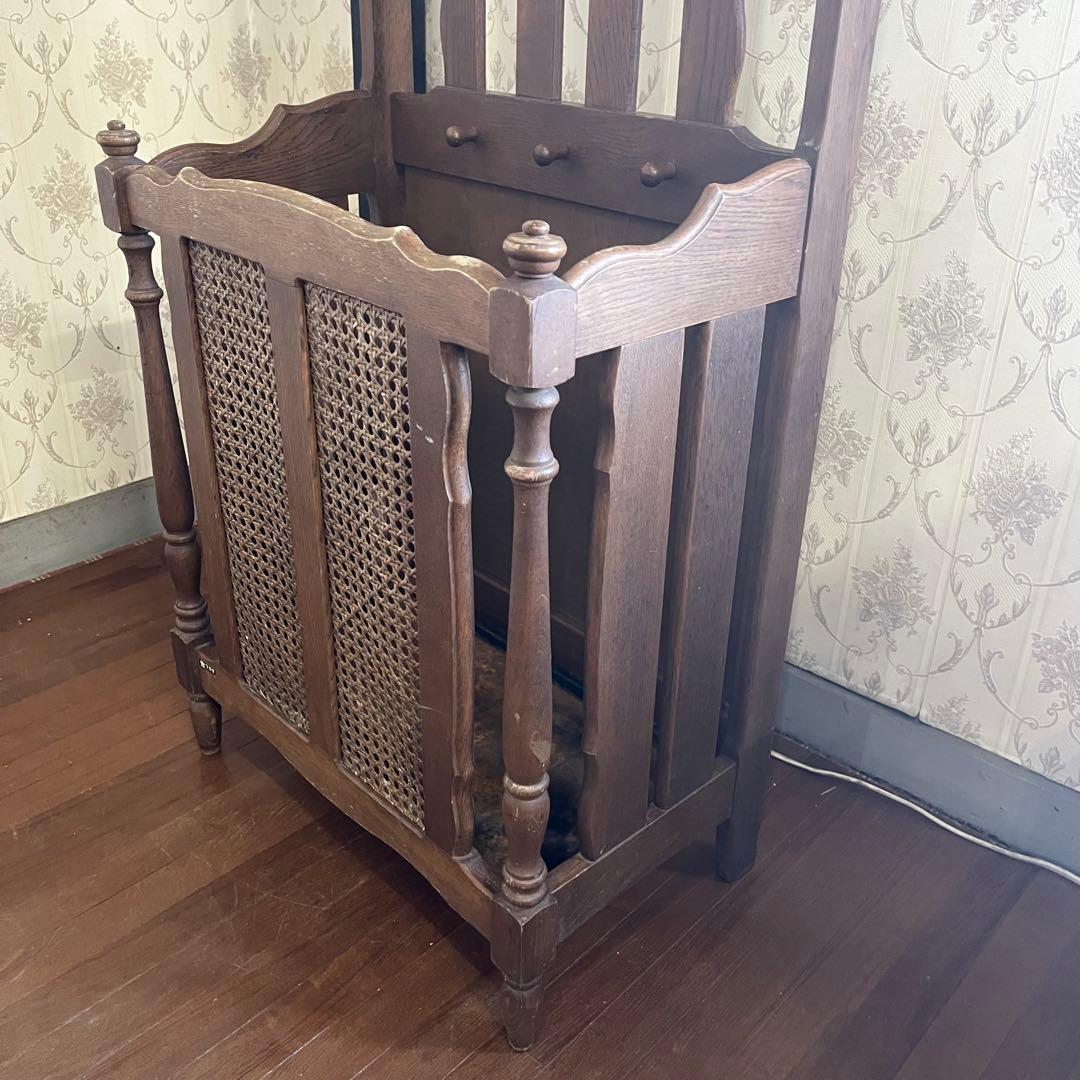 【アンティーク】昭和レトロ オールドカリモク 傘立て アンブレラスタンド 古道具