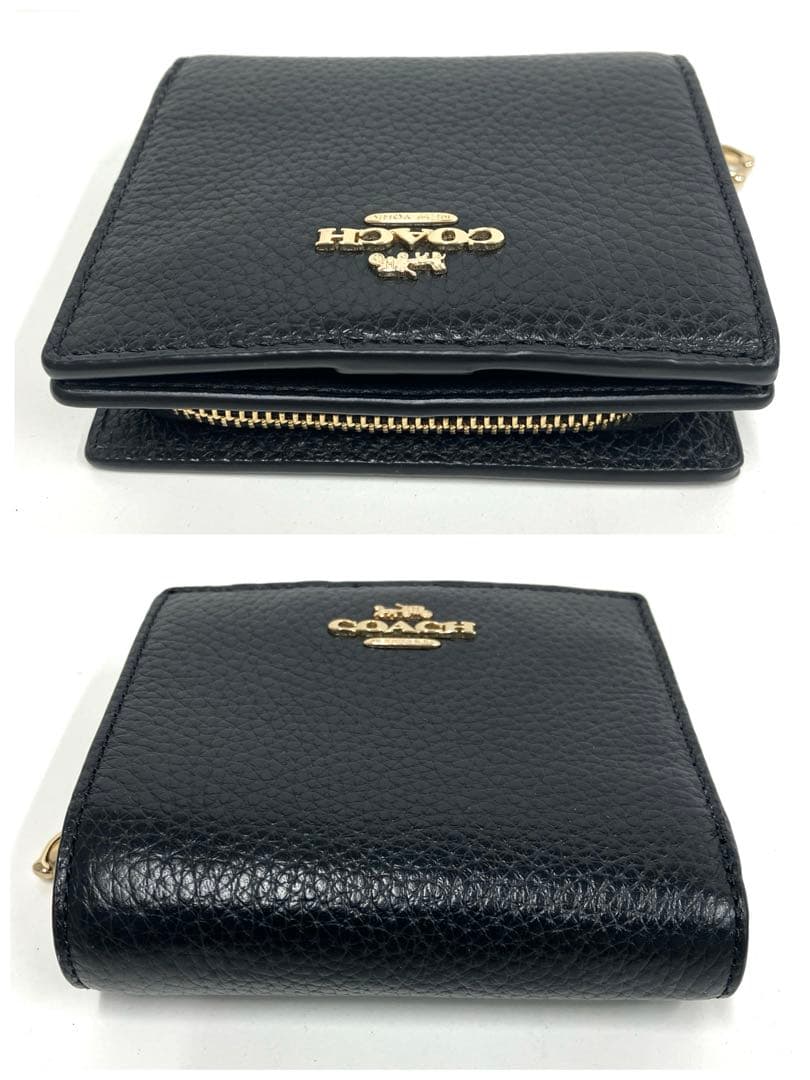 ［S12-68］未使用品 COACH スナップウォレット レザー 黒 ミニ財布