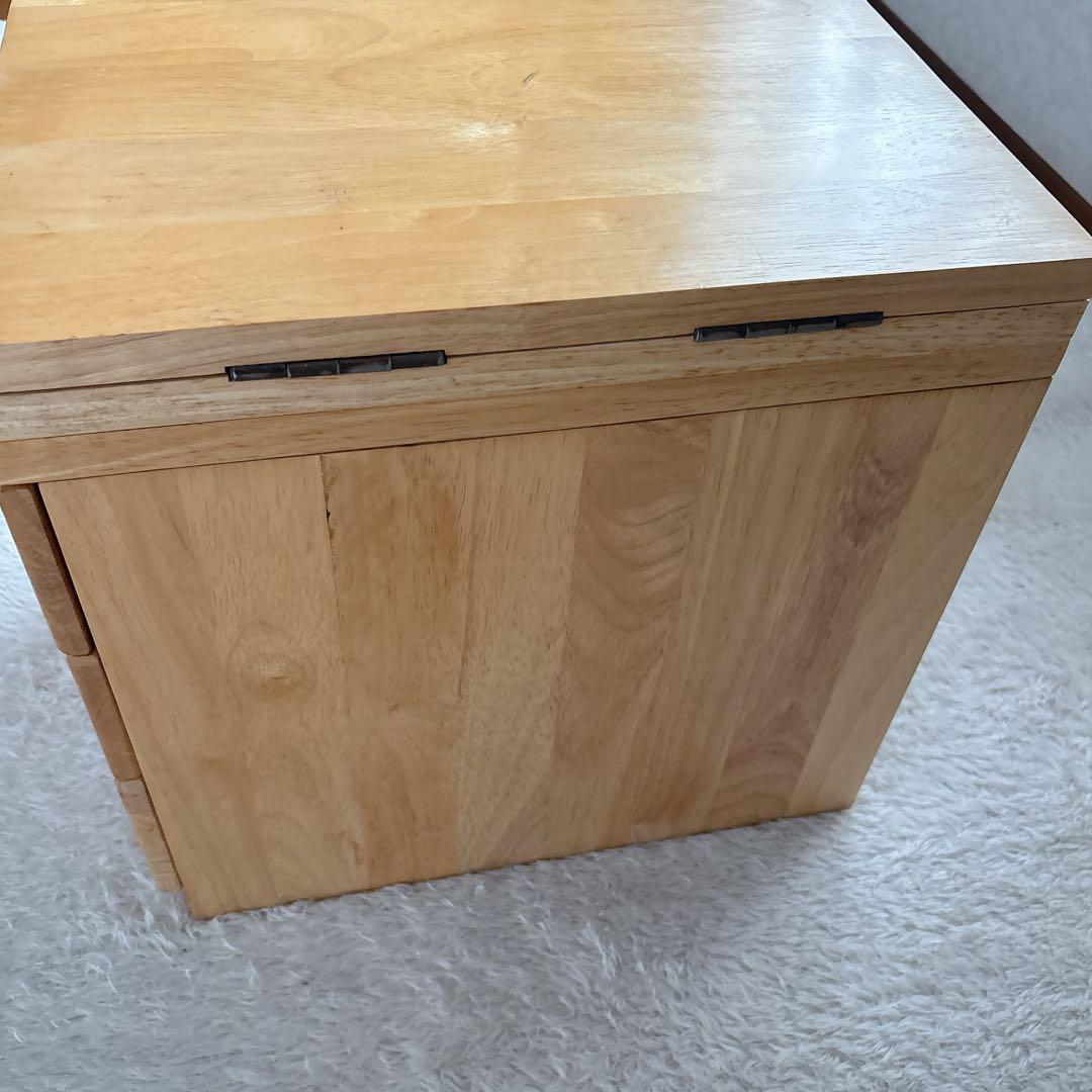 折り畳み】文机　机　座卓　作業台　花台　木製　ナチュラル 引き出し付き