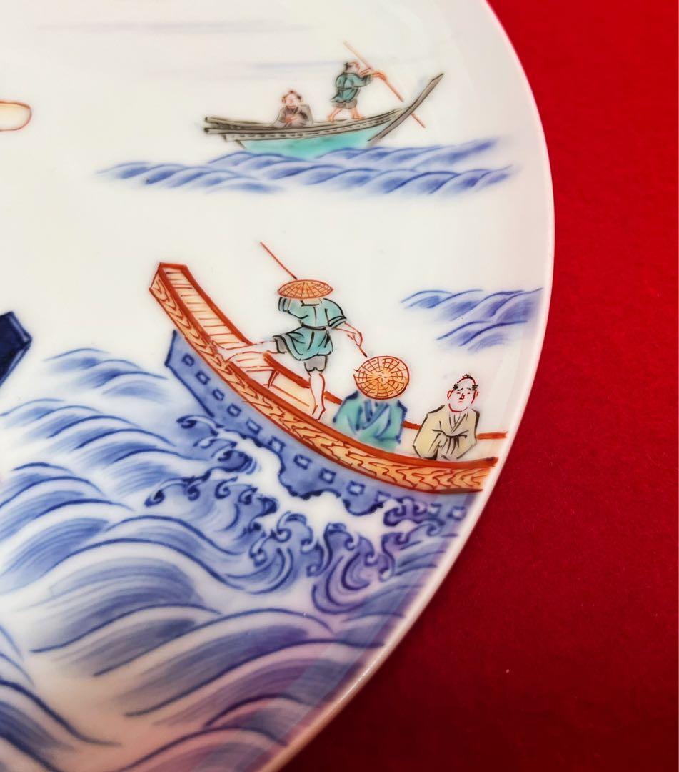 古美術 富嶽三十六景 武陽佃島　今右衛門作 飾り皿　木箱付き コレクション