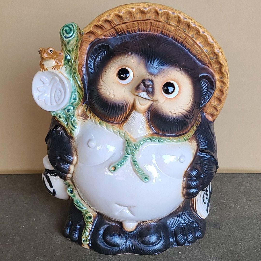 チョー縁起物❗信楽焼ふくろう付き狸 高さ４２cm