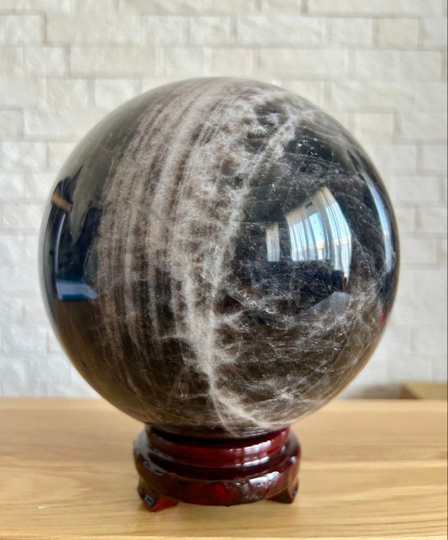 【希少・大型】モリオン 黒水晶 スフィア 約160mm魔除け・浄化・守護石｜丸玉