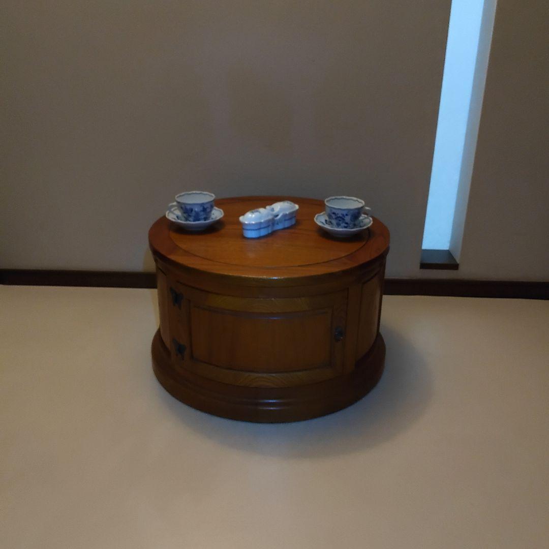 民芸調　天然木　﨔　　 ローテーブル　座卓　ちゃぶ台　 ラウンドテーブル