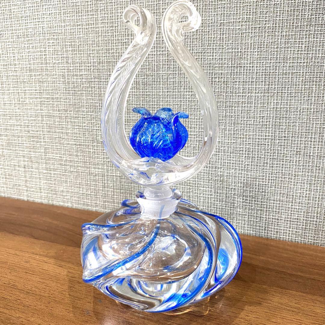 【香水瓶】ガラス香水ボトル　青　クリアガラス