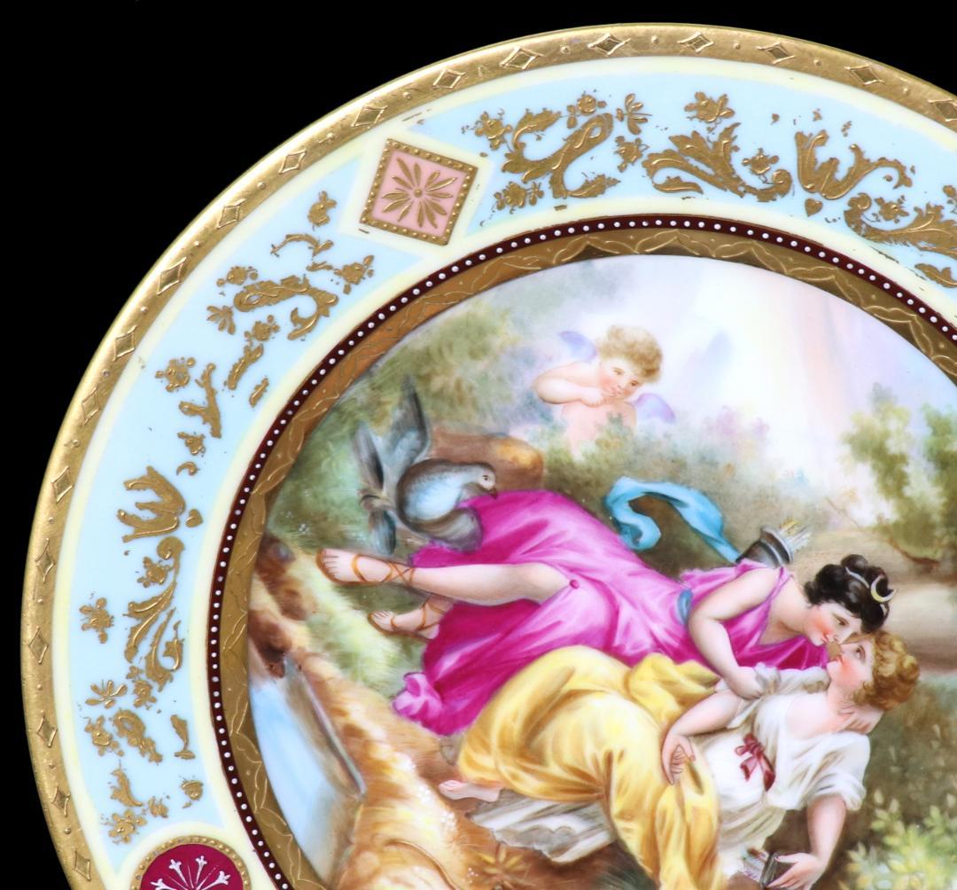 ロイヤル・ヴィエナ 西洋陶磁最高級!! 一点物 金盛装飾 飾り皿 著名な絵師