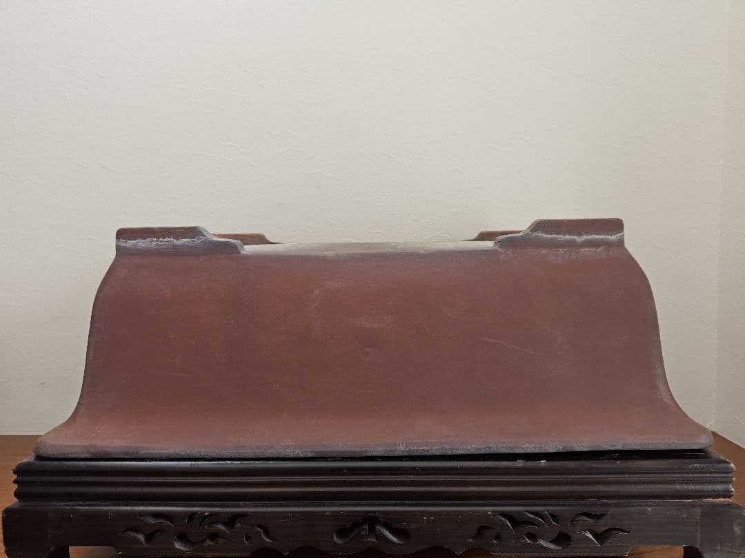 赤色長方形陶器鉢　希少サイズ　超大型 約61cmx39cm×20.5cm