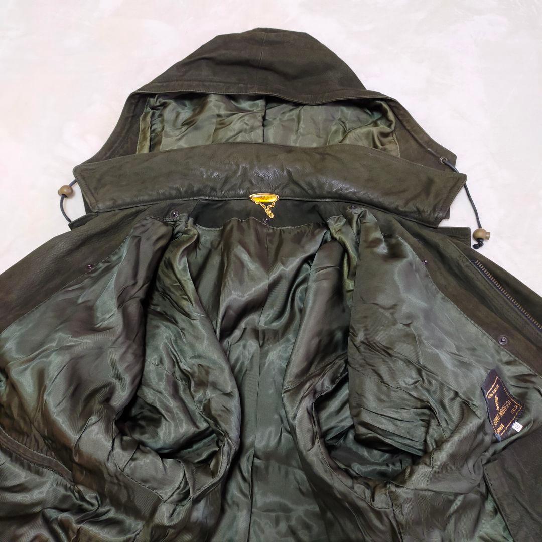 80S 90S　イタリア製　ユーロヴィンテージ　48　オールレザー　モッズコート