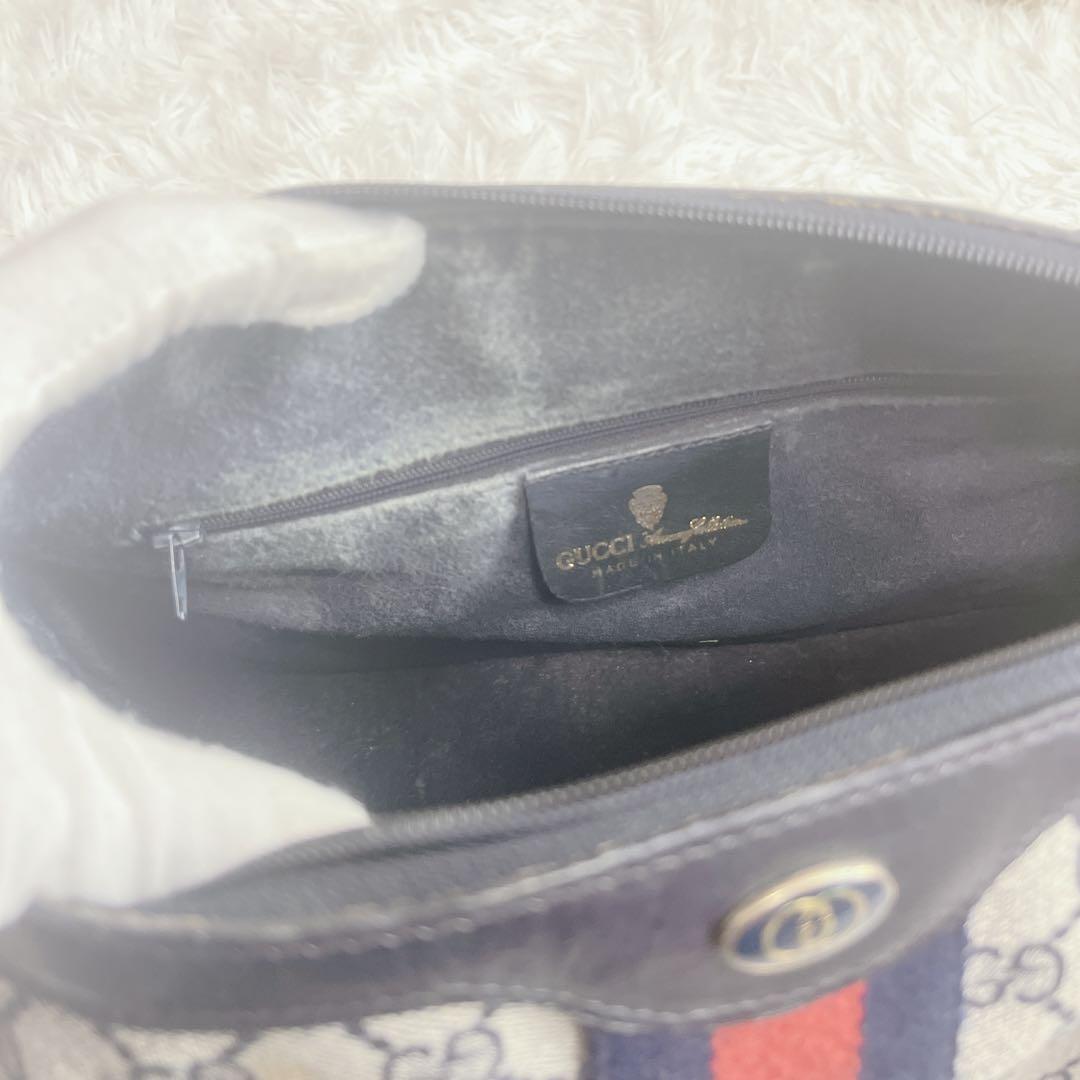 GUCCI グッチ ミニボストンバッグ シェリーライン GGスプリーム ネイビー