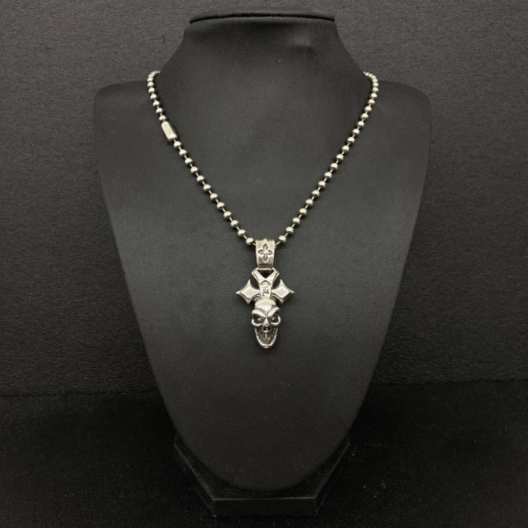 Bill Wall Leather シルバー カスタム クロス スカルペンダント