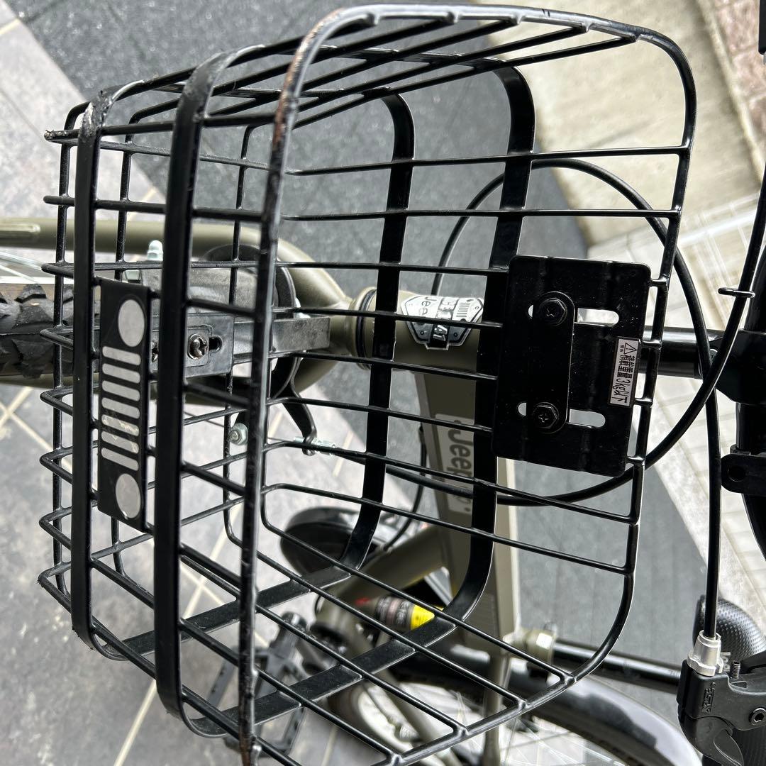 Jeep 子供用自転車 カーキ 前カゴ付き