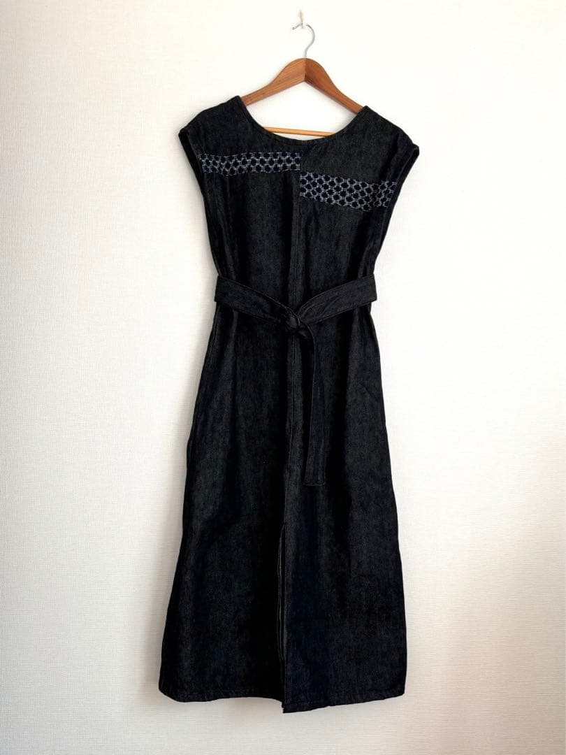 岡山デニム✖︎備後がすり　ジャンパースカートを作りました　ハンドメイド 赤耳