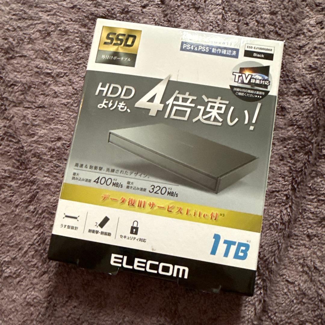 ELECOM 外付けSSD 1TB ブラック