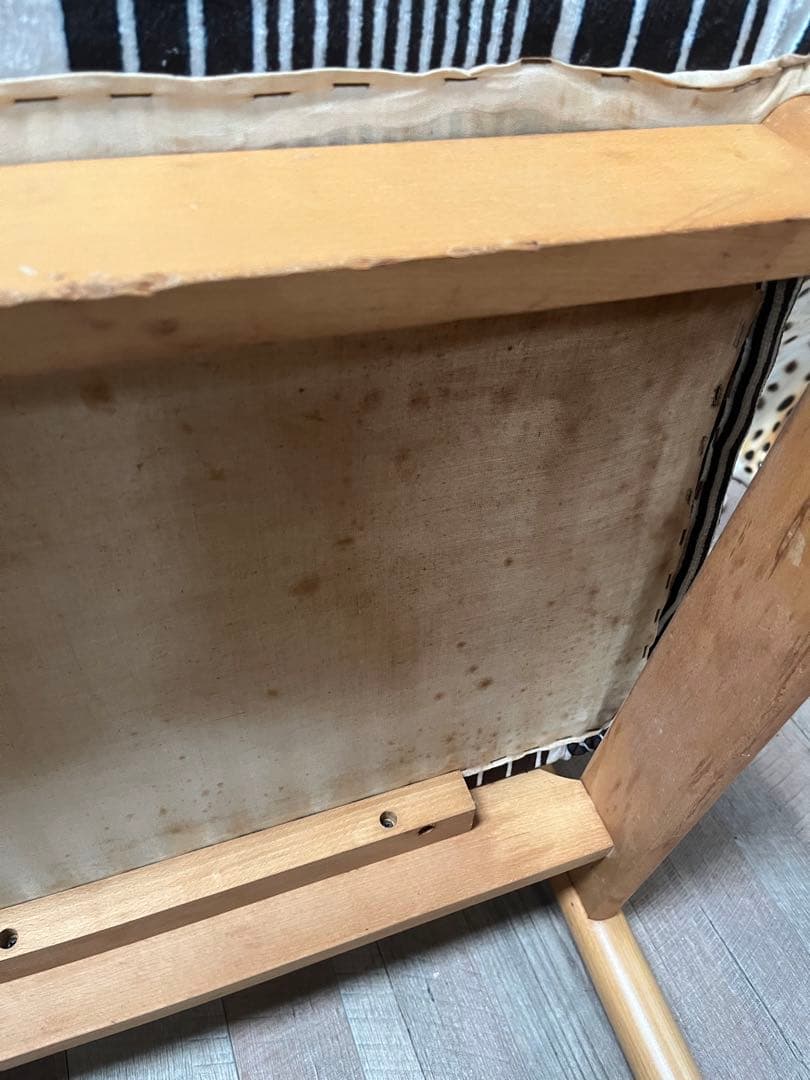 長椅子 ベンチ ソファ 昭和レトロ 当時物 インテリア アンティーク ストライプ