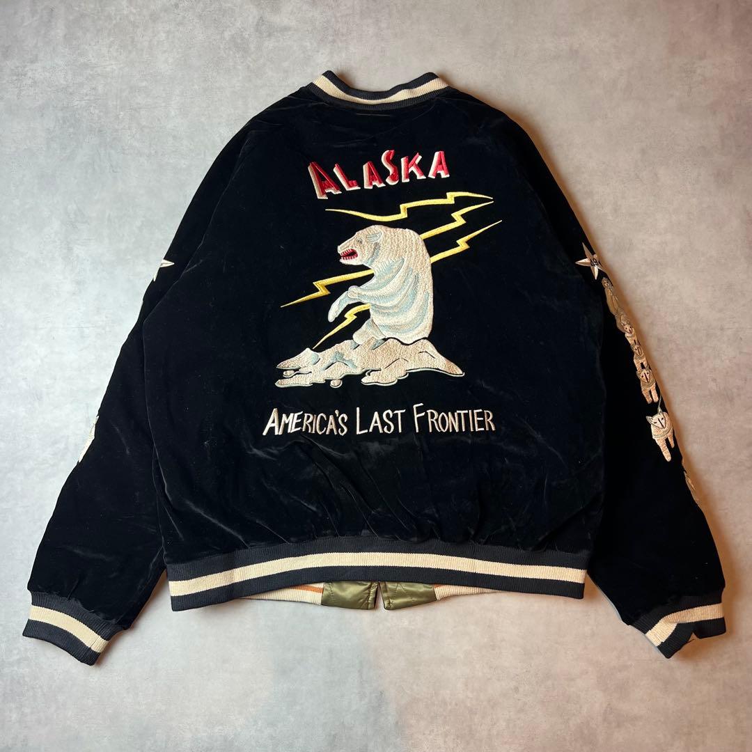 ✅新品　スカジャン　スーベニアジャケット　別珍　ベロア　リバーシブル　両面　L