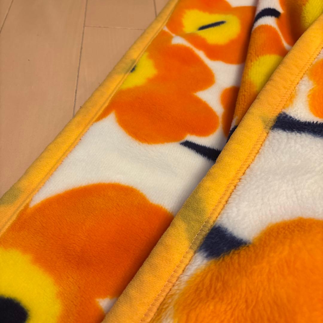 マリメッコ　シングル毛布　西川　ウニッコ　柄　オレンジ