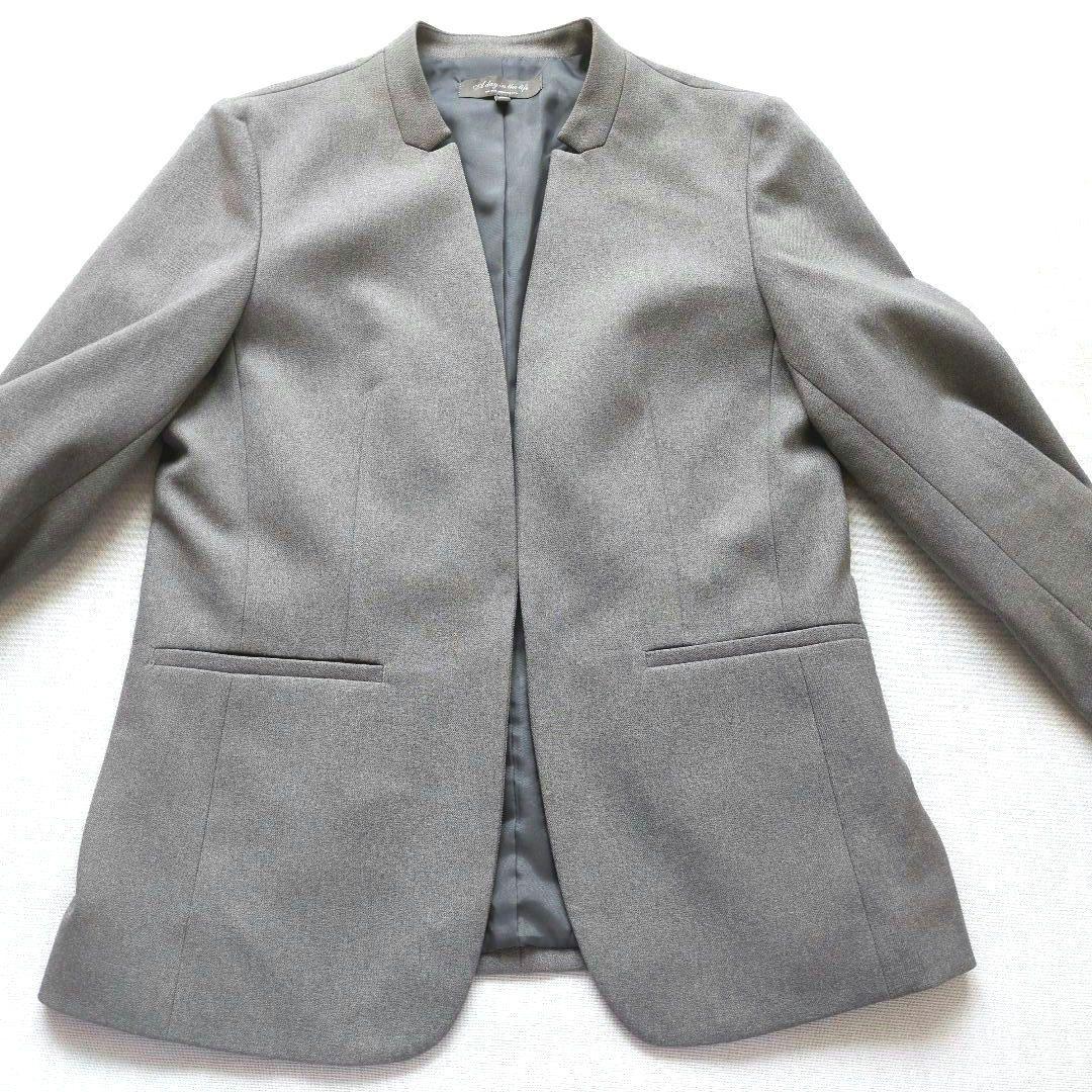 ユナイテッドアローズ　パンツスーツ　グレー　ノーカラージャケット　洗える