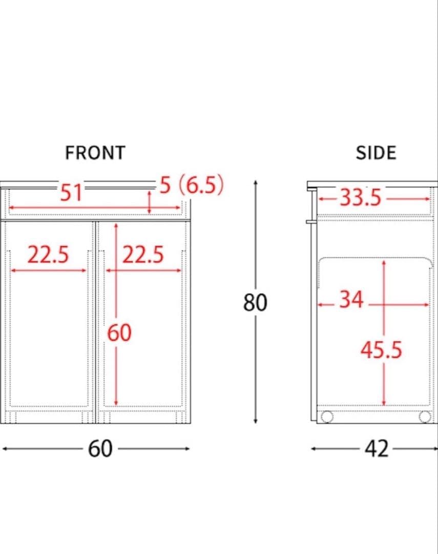 オシャレ✨ゴミ箱　棚　白　キャスター付き　便利　45L 2個　ダストボックス