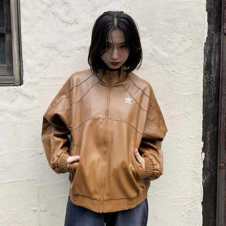 完売品 adidas レザージャケット ブラウン Sサイズ