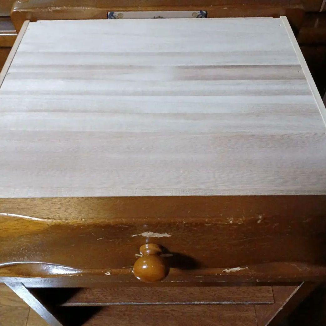 Spanish/スパニッシュ 家具　電話台　FAX台　ハーブ陶板　レトロ　木製