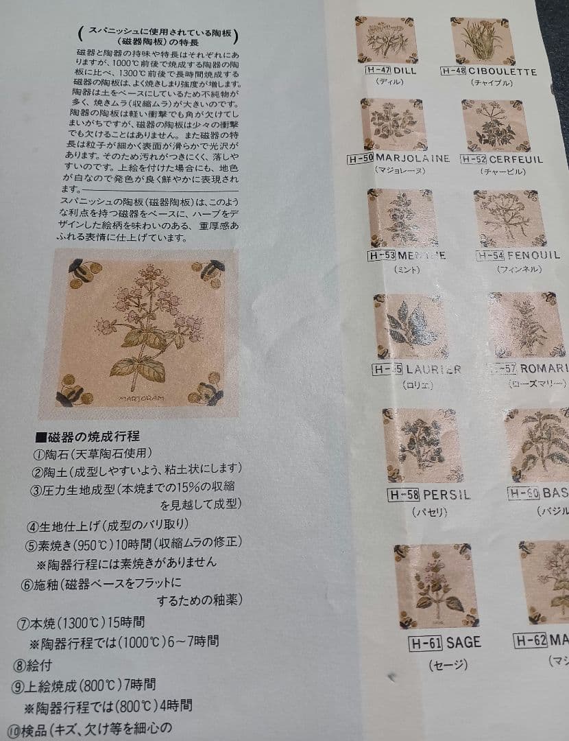 Spanish/スパニッシュ 家具　電話台　FAX台　ハーブ陶板　レトロ　木製