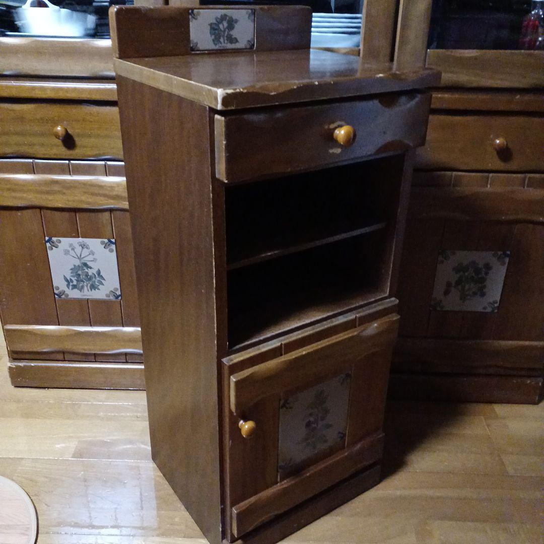 Spanish/スパニッシュ 家具　電話台　FAX台　ハーブ陶板　レトロ　木製