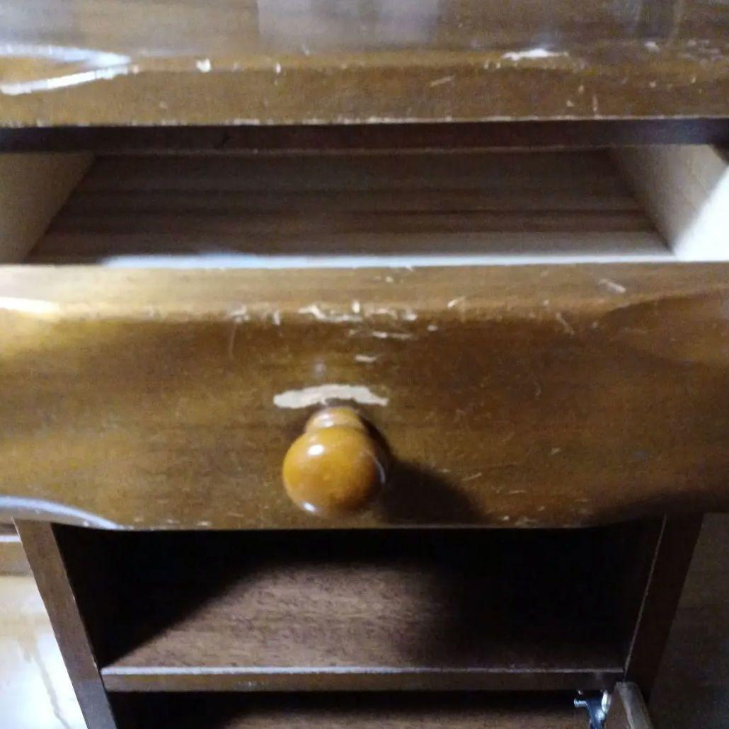 Spanish/スパニッシュ 家具　電話台　FAX台　ハーブ陶板　レトロ　木製