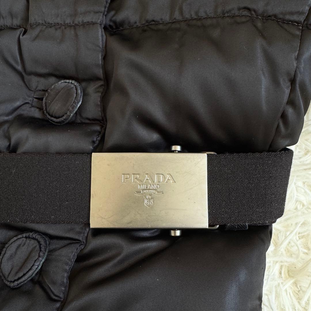 専用　プラダ　ダウンコート　ラクーンファー　ロゴベルト　Lサイズ　ブラック