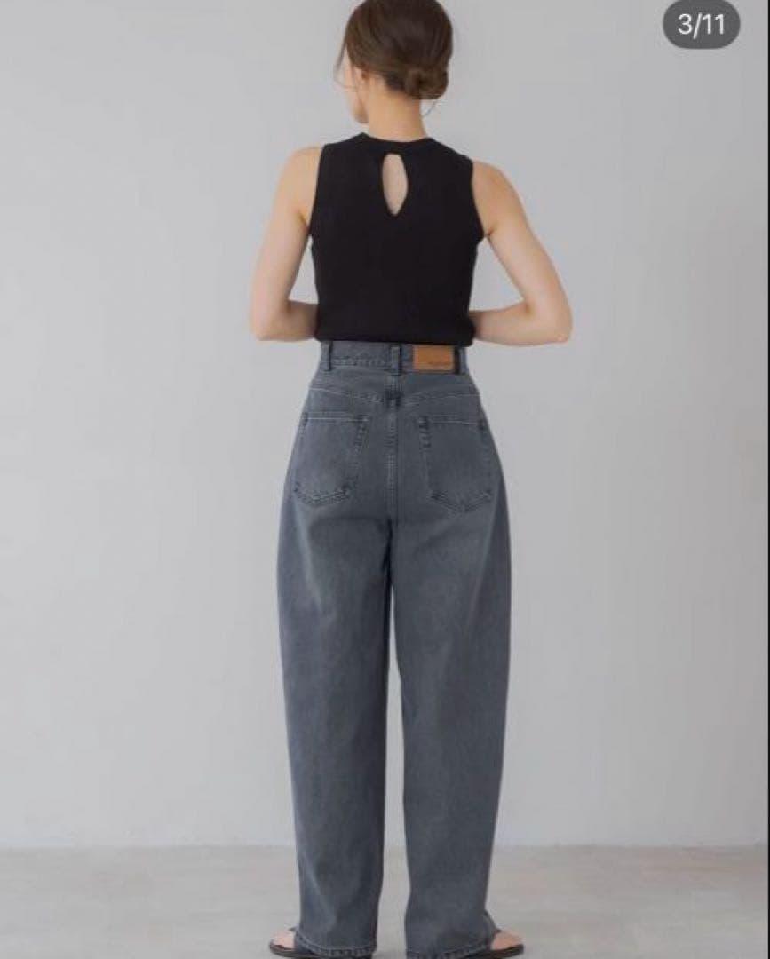 リグリーム カーブワイドデニム ブラックハイウエスト