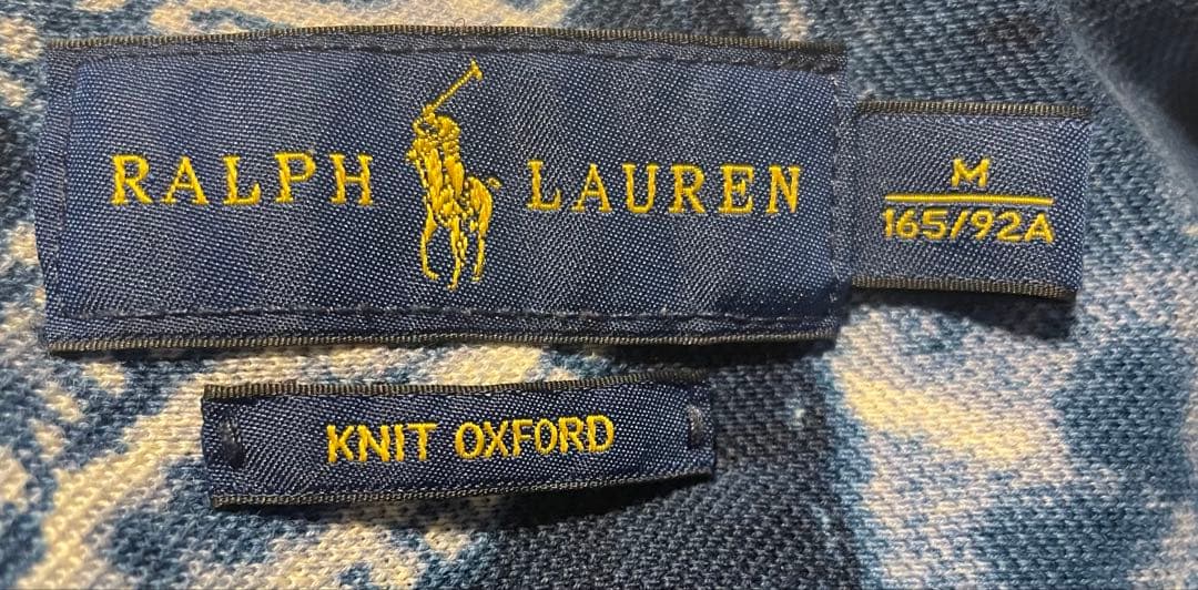 【美品】ポロラルフローレン 刺し子 パッチワーク調 ニットオックスフォードシャツ