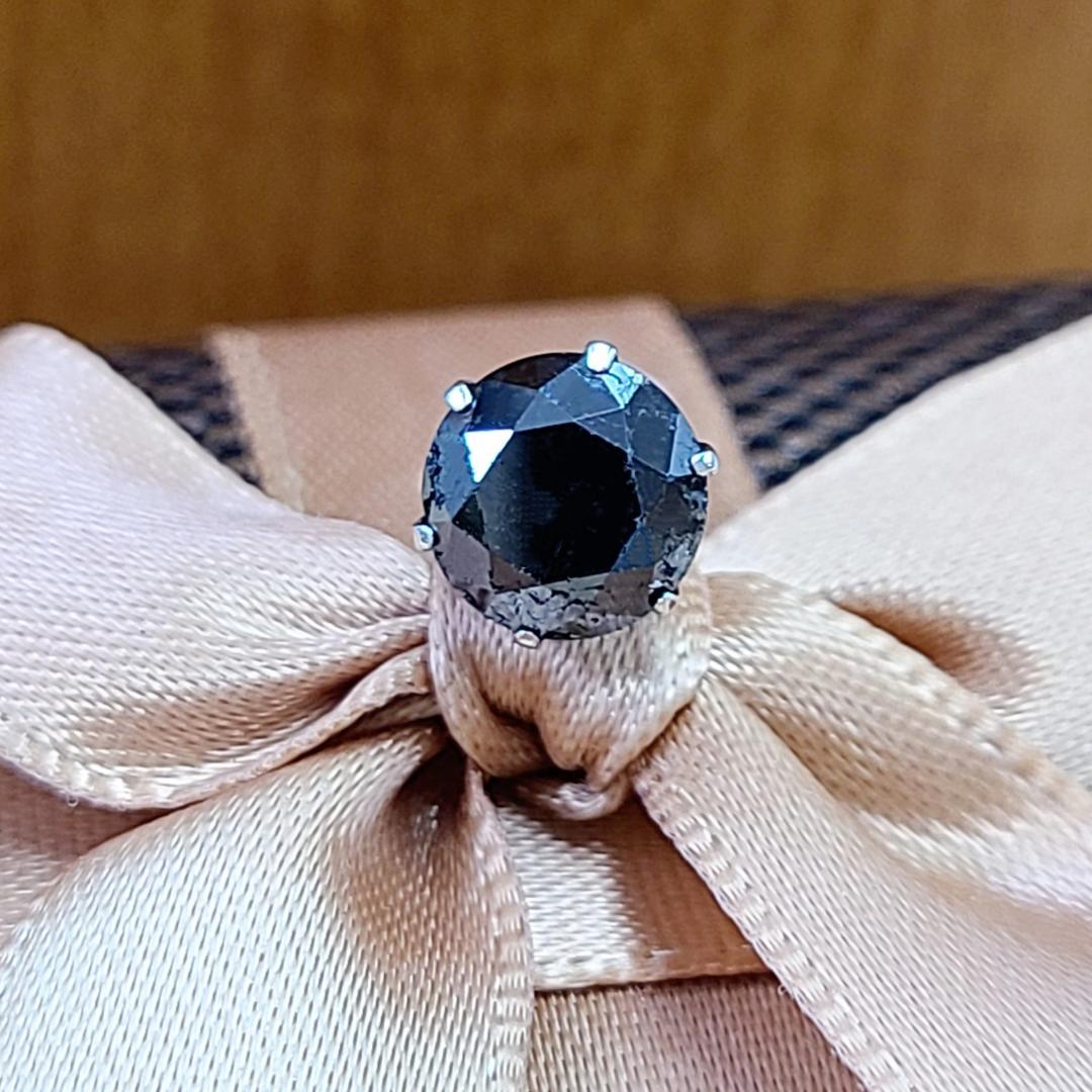 男女兼用 1.5ct ブラック ダイヤモンド Pt900 片耳 ピアス 鑑別