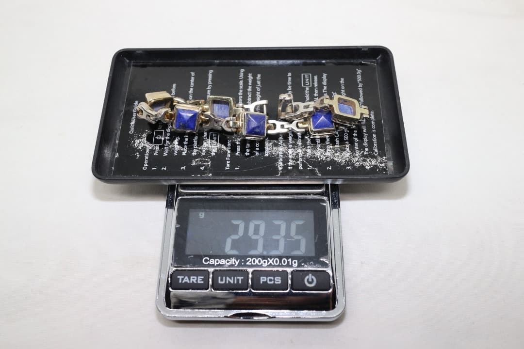 シルバー 925 ブレスレット 青石付き 18cm