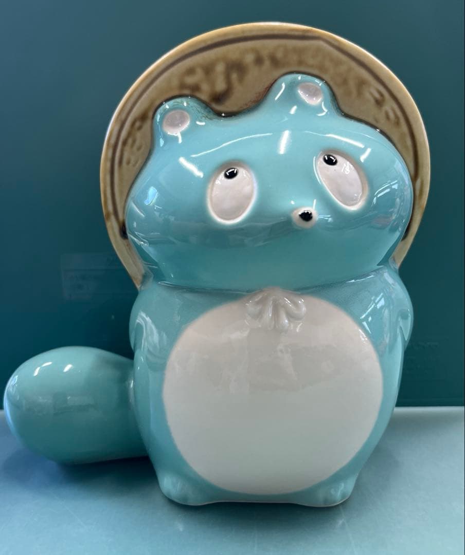 最終価格【ぼんやり子だぬき】手乗りサイズ ヒダカナオト　陶器　水色