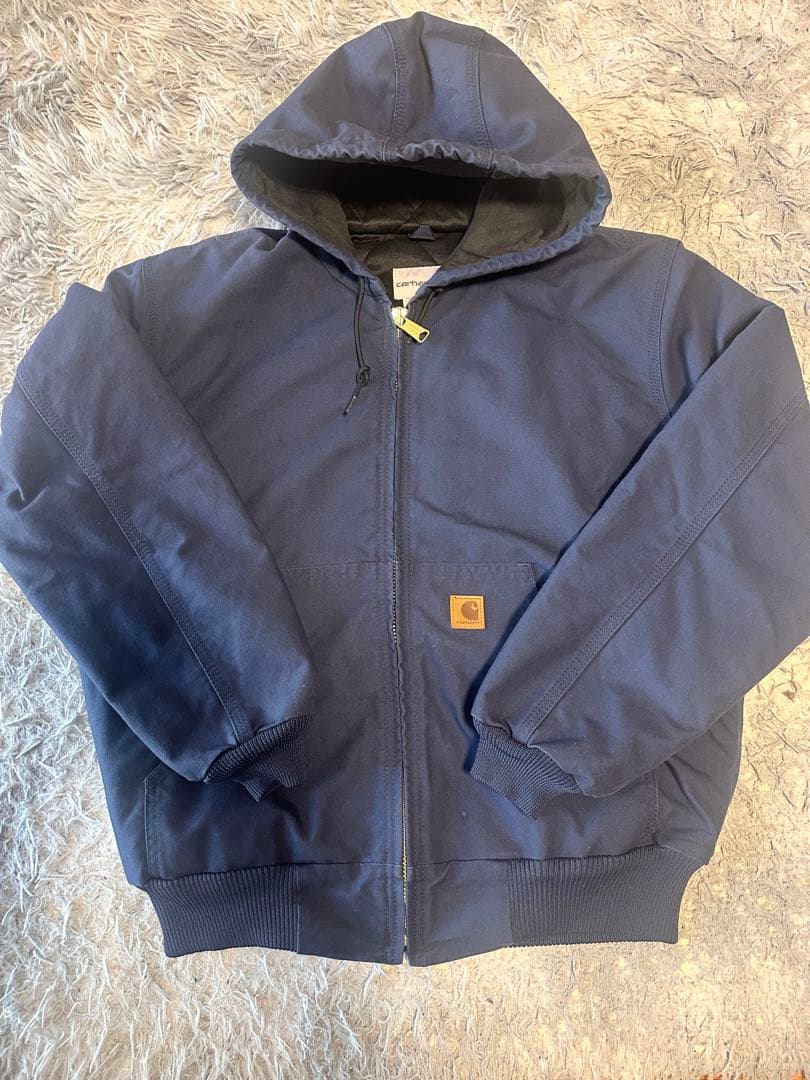 00s Carhartt アクティブジャケット　ネイビー　L レザーパッチ