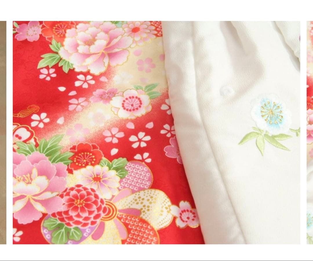 赤い花柄着物セット 子供用 七五三