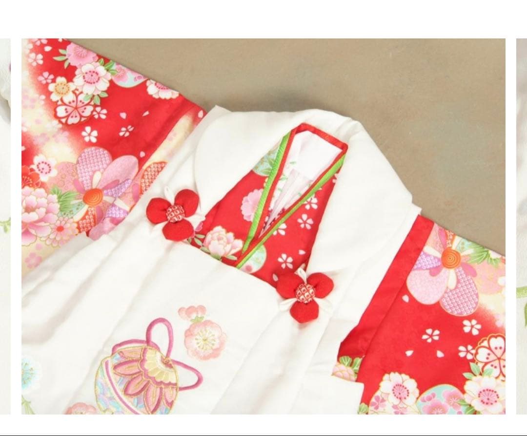 赤い花柄着物セット 子供用 七五三