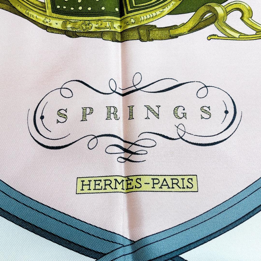 エルメス カレ90 スプリングス シルク100% ピンク　マルチカラー スカーフ