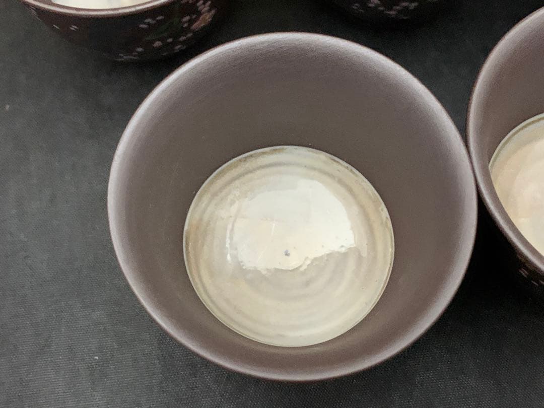 萬古焼 煎茶器　榮峰窯　勇山 作　急須　湯冷　湯呑5客