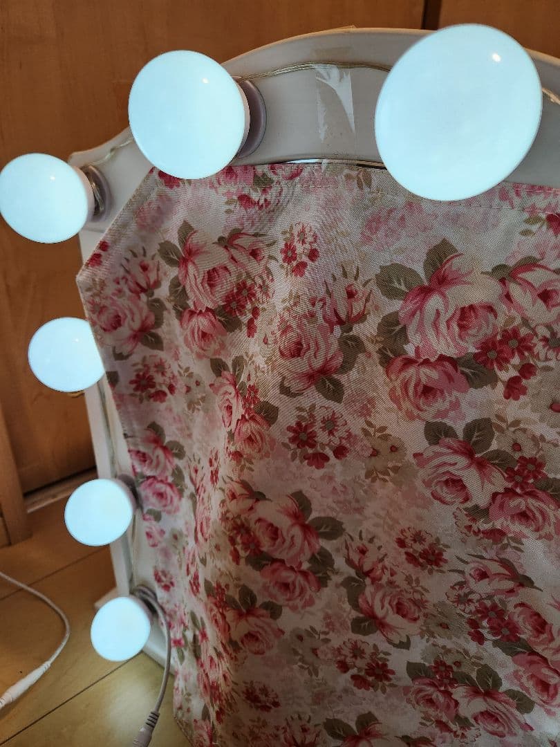 【美品】ネコ脚 ドレッサー 天然木セット 可愛い ホワイト家具 化粧台 スツール