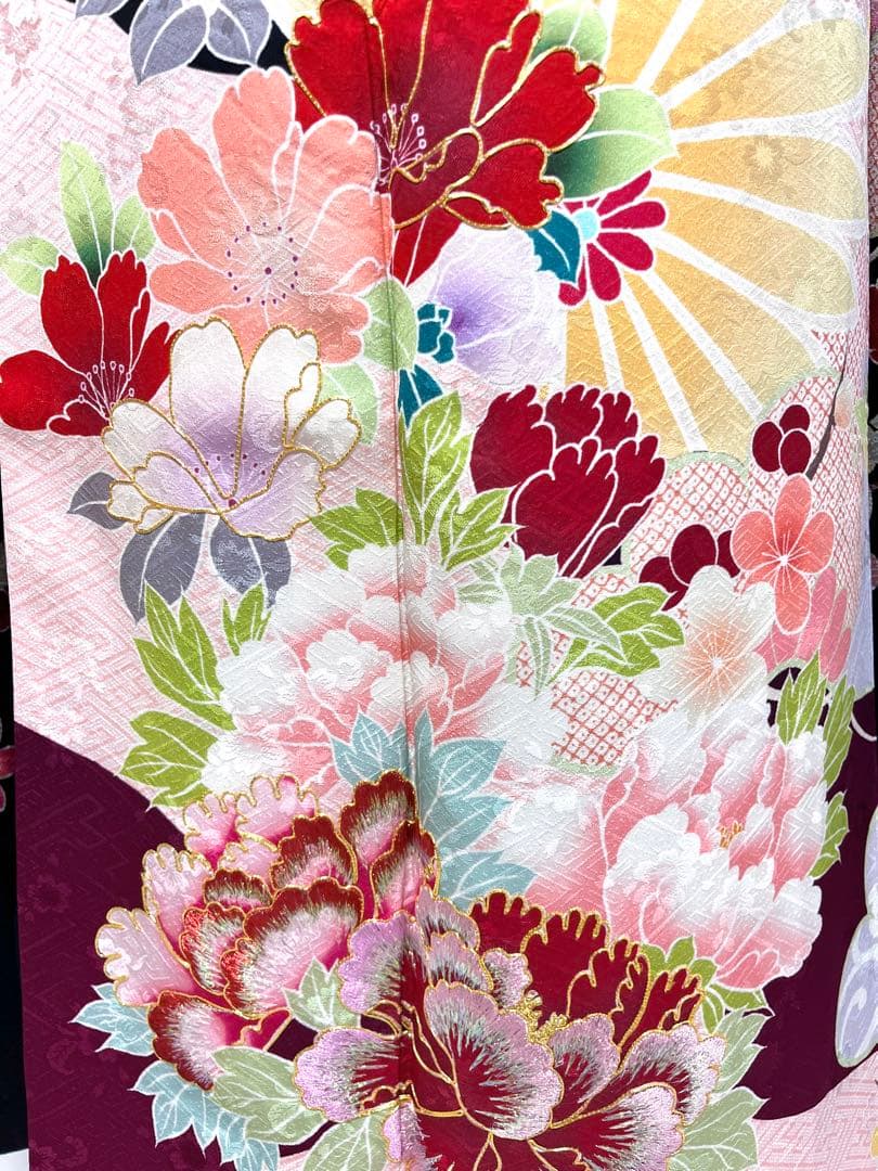 【美おり】振袖 正絹 振袖フルセット 7点セット 黒 レトロ調 アンティーク調