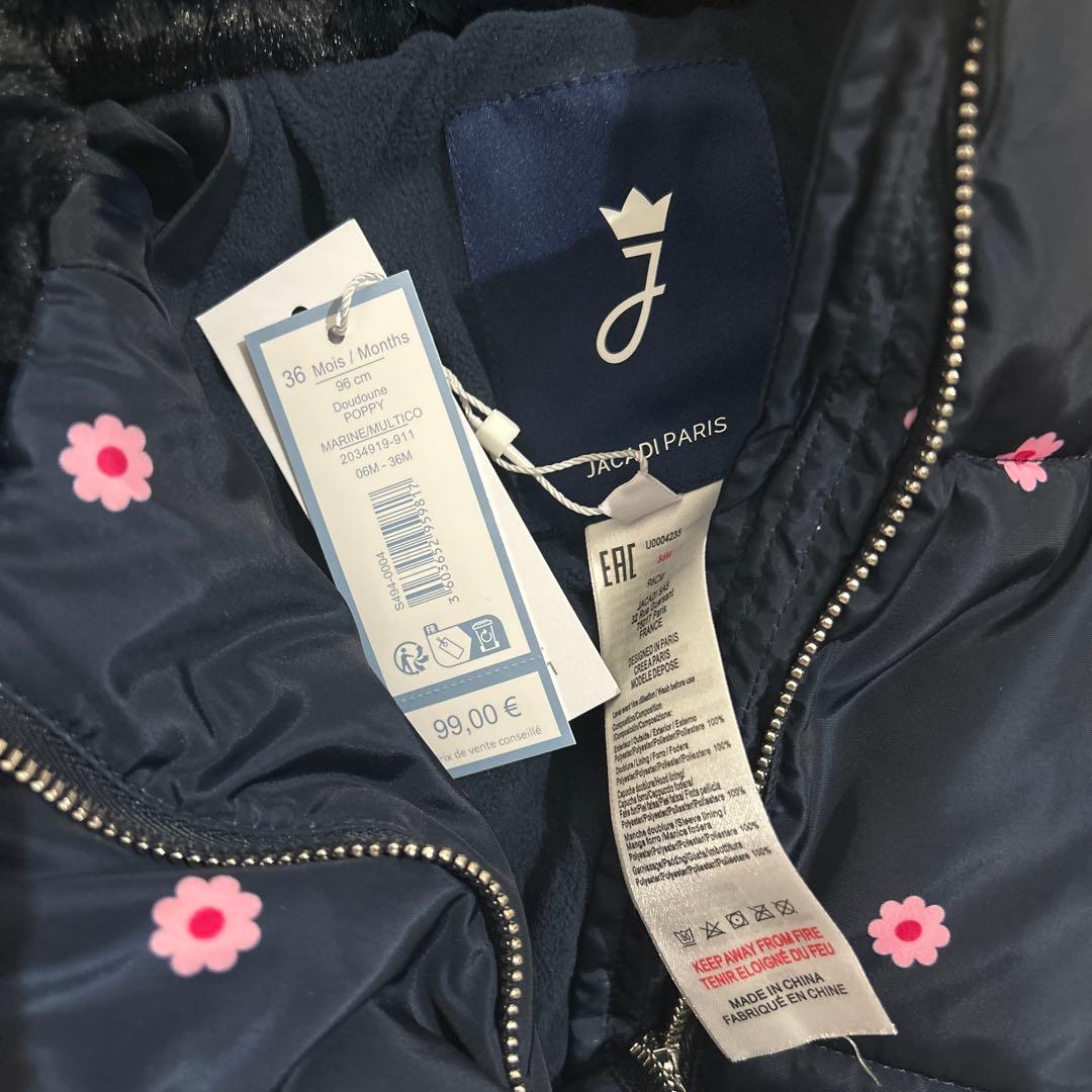 【新品】jacadi 花柄　中綿コート　36m